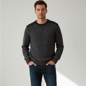 Vintage Roots black & white marled cabin crew knit sweater - Small